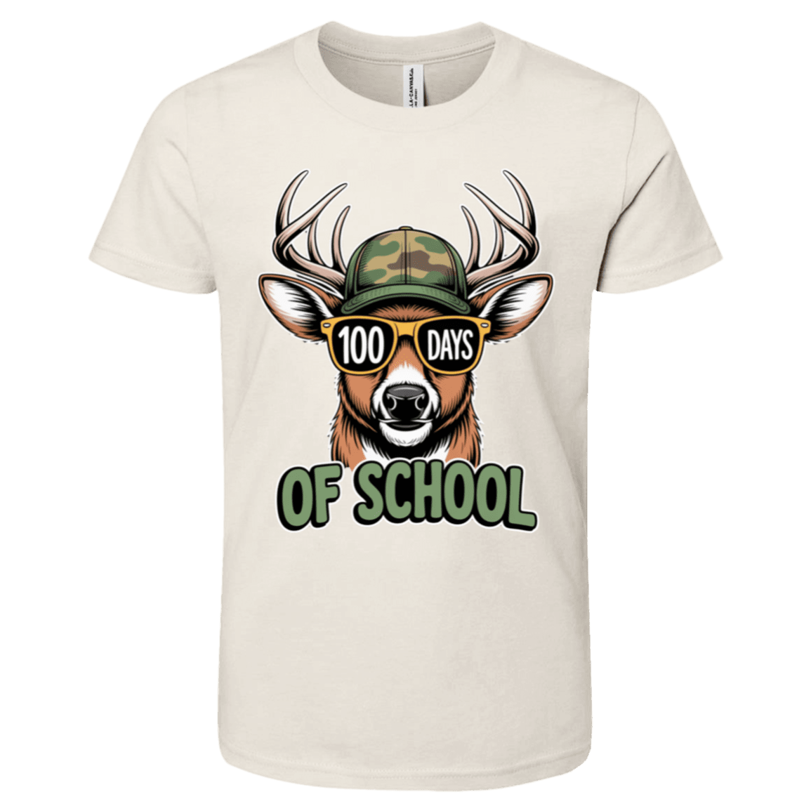 100 Days of School Deer Bella + Canvas Kids SS T-Shirt - 931 Graphics